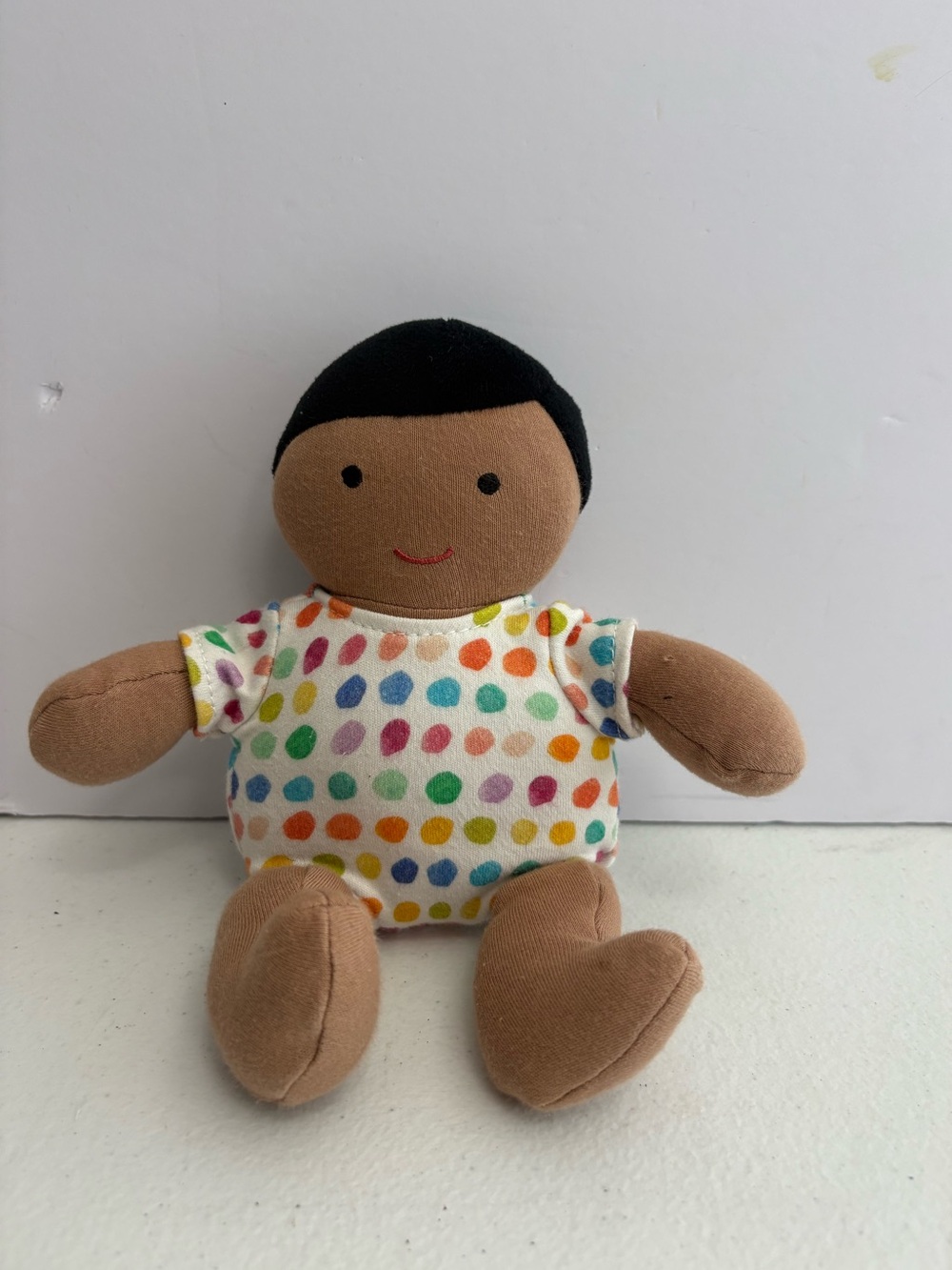 LOVEVERY Love Every Organic Cotton Baby Doll Plush Black Hair Tan Skin Tone 8”